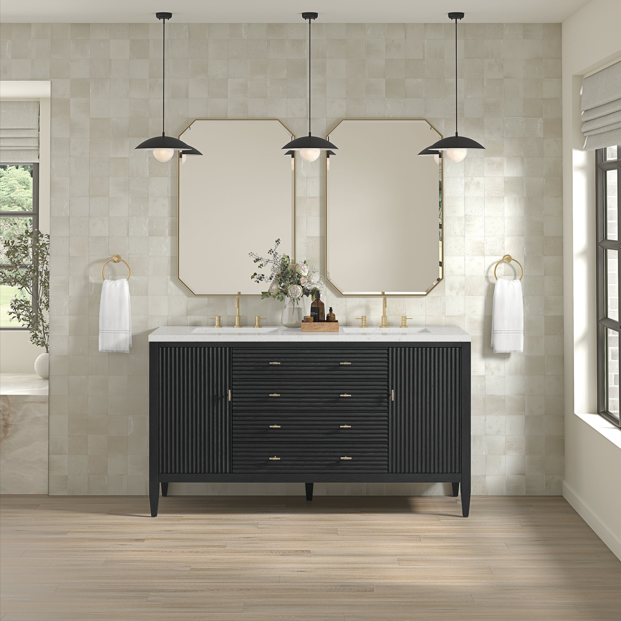 James Martin Myrrin 60" Double Bathroom Vanity, Carbon Oak, view 37