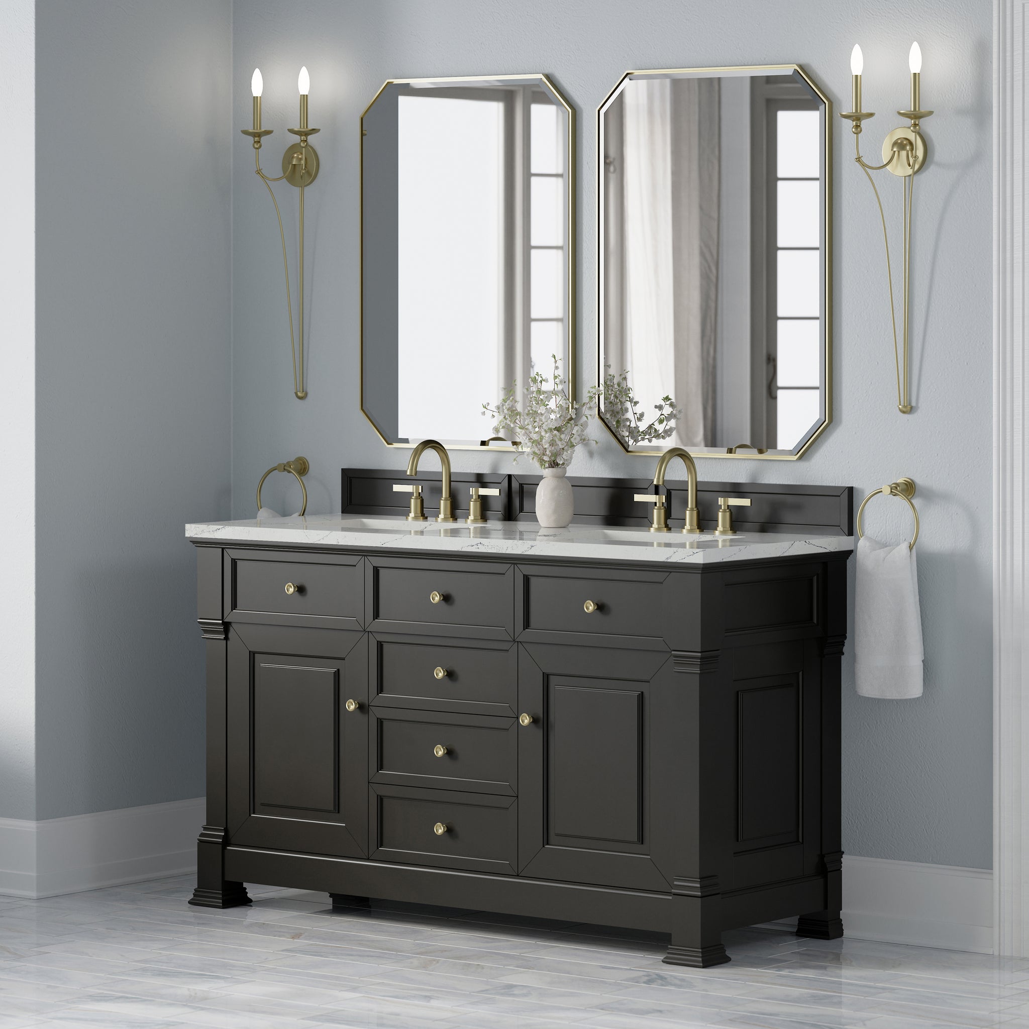James Martin Brookfield 60" Double Bathroom Vanity, Black Onyx, view 38