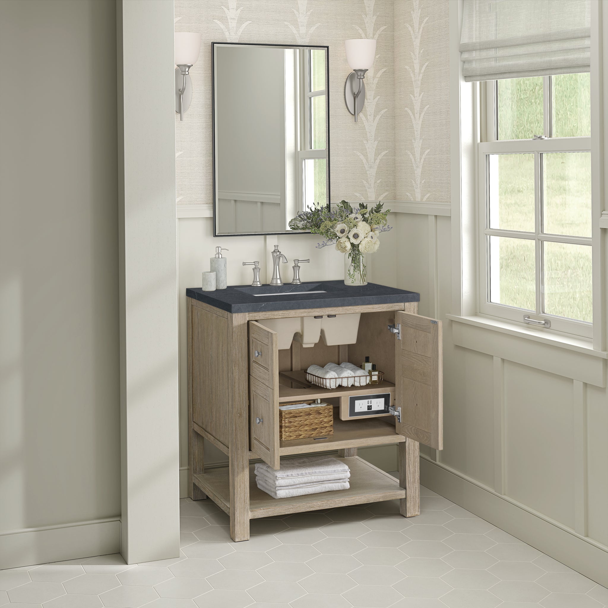 James Martin Breckenridge 30" Single Bathroom Vanity, Whitewashed Oak, view 35