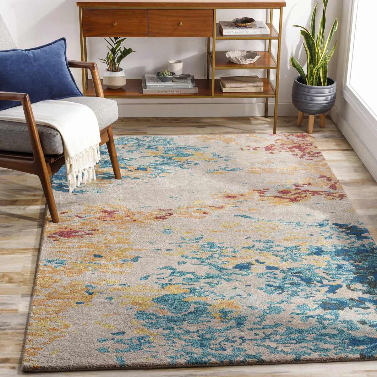 Bualan Stone Pattern Wool Blend Rug - Clearance, installed in a room