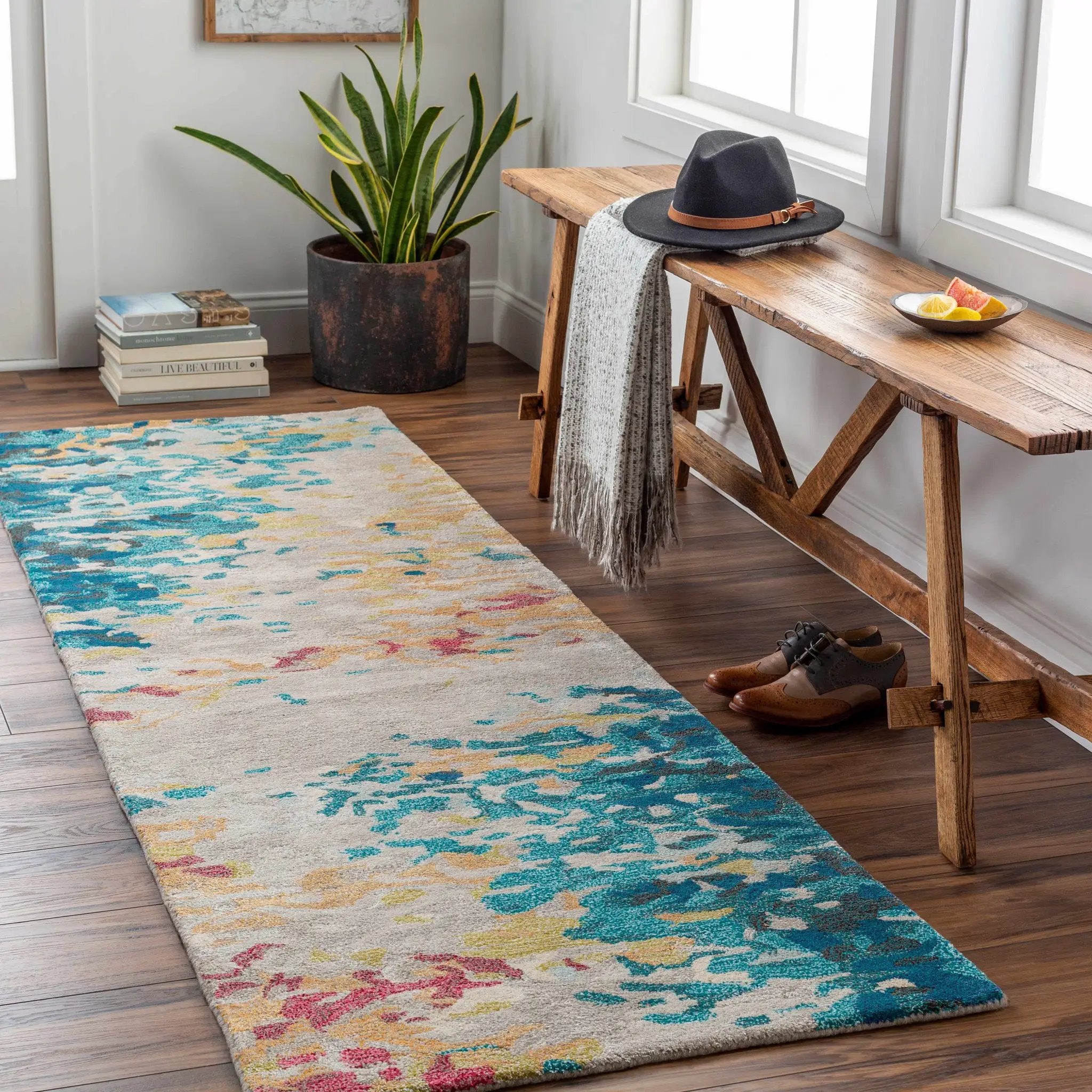 Bualan Stone Pattern Wool Blend Rug - Clearance by Boutique Rugs