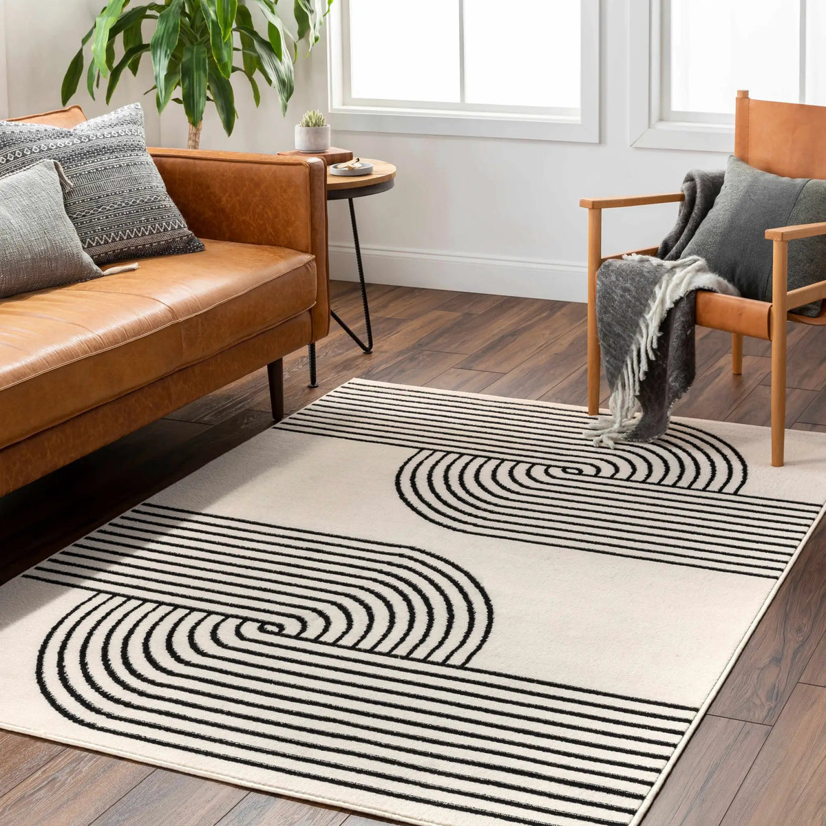 Buana Area Rug, installed in a room
