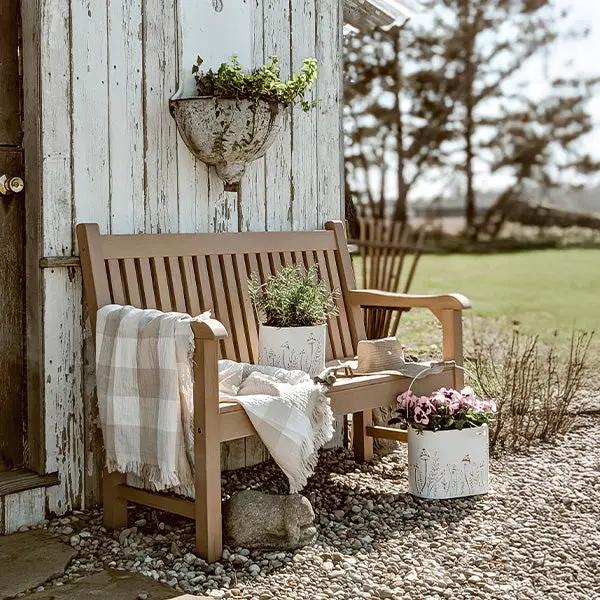 Rustic Cream Mushroom Embossed Metal Buckets, Set of Two by Decor Steals