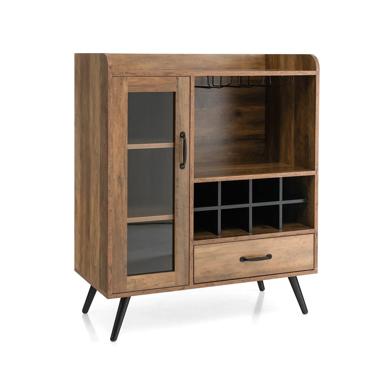 Buffet Sideboard with Removable Wine Rack and Glass Holder-Rustic Brown by DirectDeals