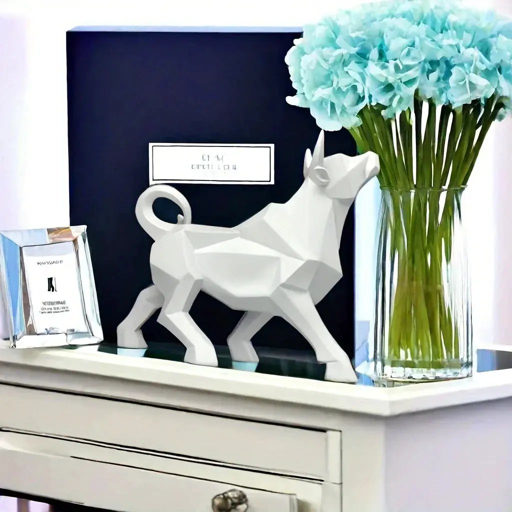 Bull Figurine - Golden Abstract Sculpture by House Of Avana