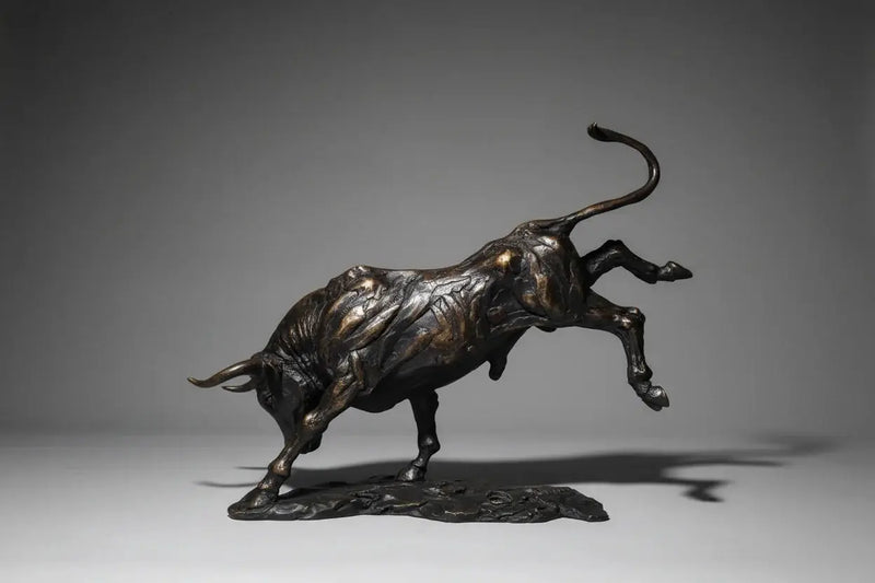 Abstract Charging Bull Bronze Sculpture by House Of Avana