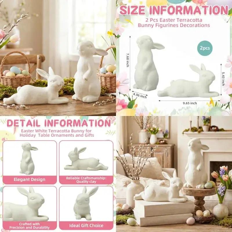 Bunny Figurines - Rustic Terracotta 2pcs by House Of Avana