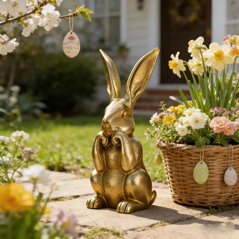 Bunny Statue - Modern Golden 11.81inch by House Of Avana