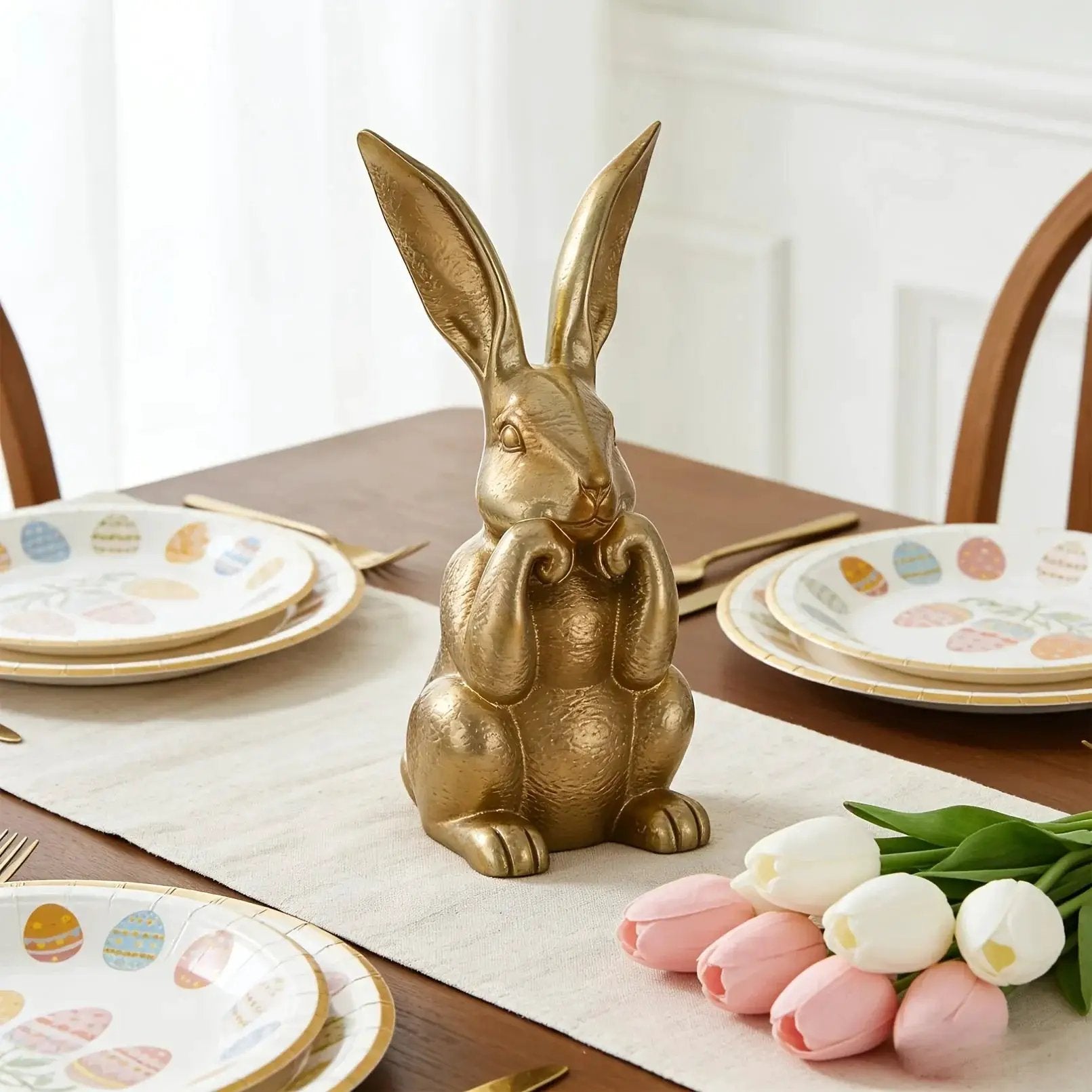 Bunny Statue - Modern Golden 11.81inch by House Of Avana