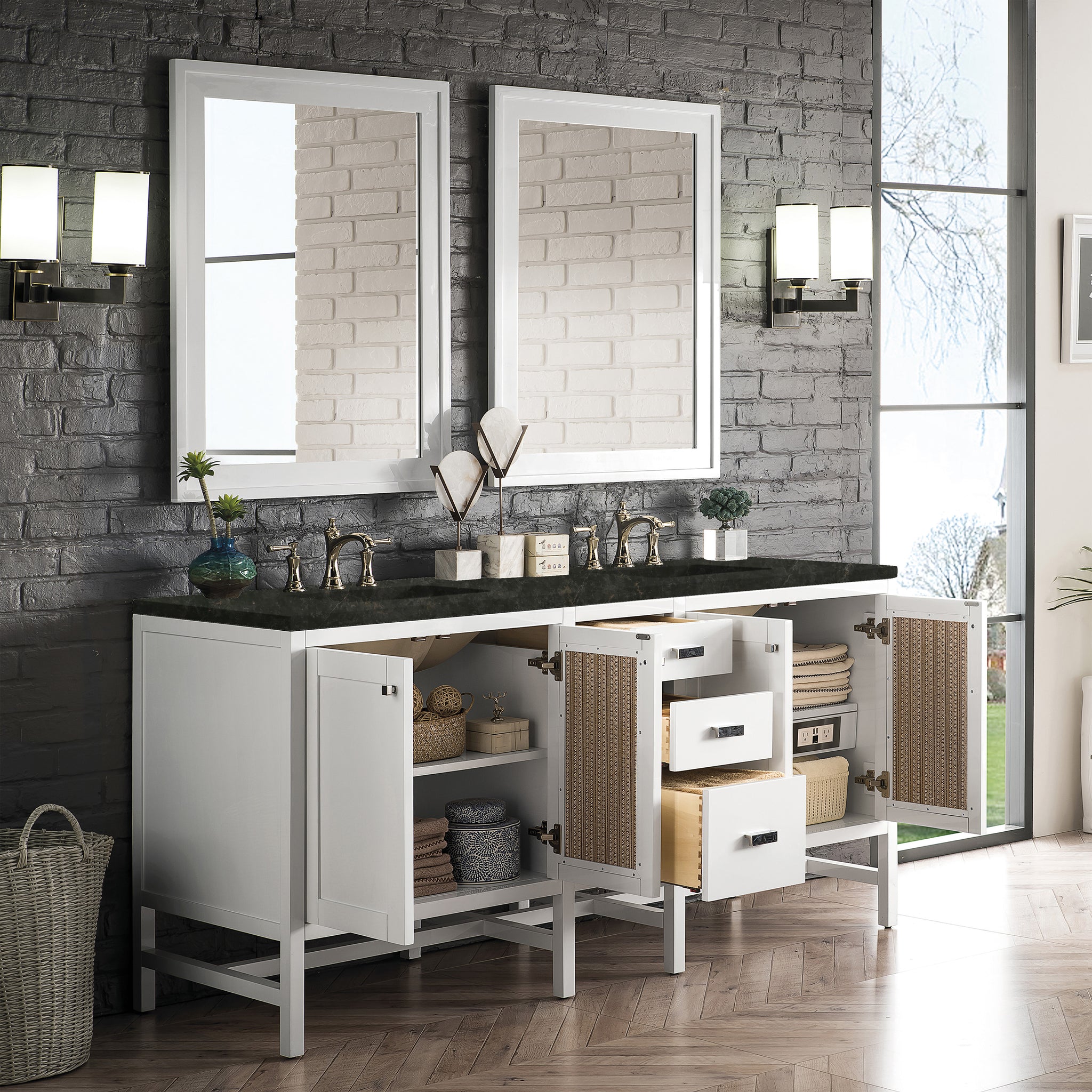 James Martin Addison 72" Double Bathroom Vanity, Glossy White, view 30