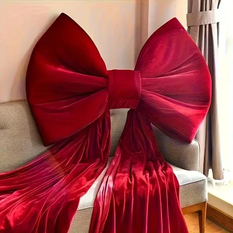 Burgundy Satin Large Bow Ribbon Durable for Decorations by House Of Avana