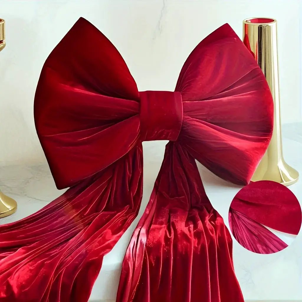 Burgundy Satin Large Bow Ribbon Durable for Decorations by House Of Avana