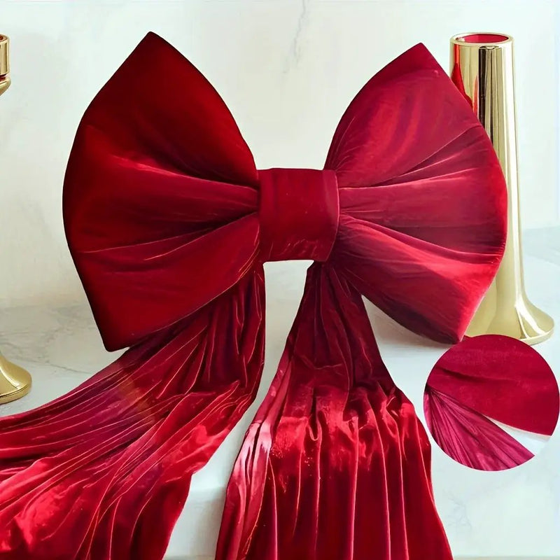 Burgundy Satin Large Bow Ribbon Durable for Decorations by House Of Avana