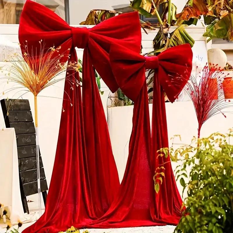 Burgundy Satin Large Bow Ribbon Durable for Decorations by House Of Avana