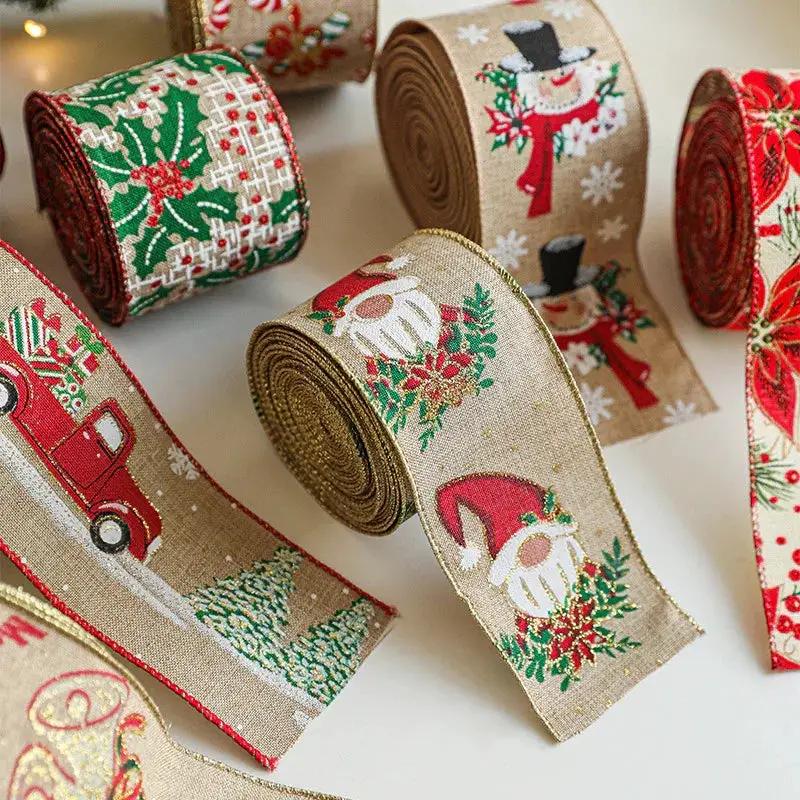Burlap Christmas Ribbons with Wired Edge for Crafts by House Of Avana