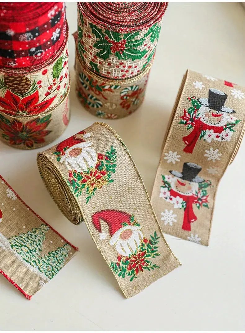 Burlap Christmas Ribbons with Wired Edge for Crafts by House Of Avana
