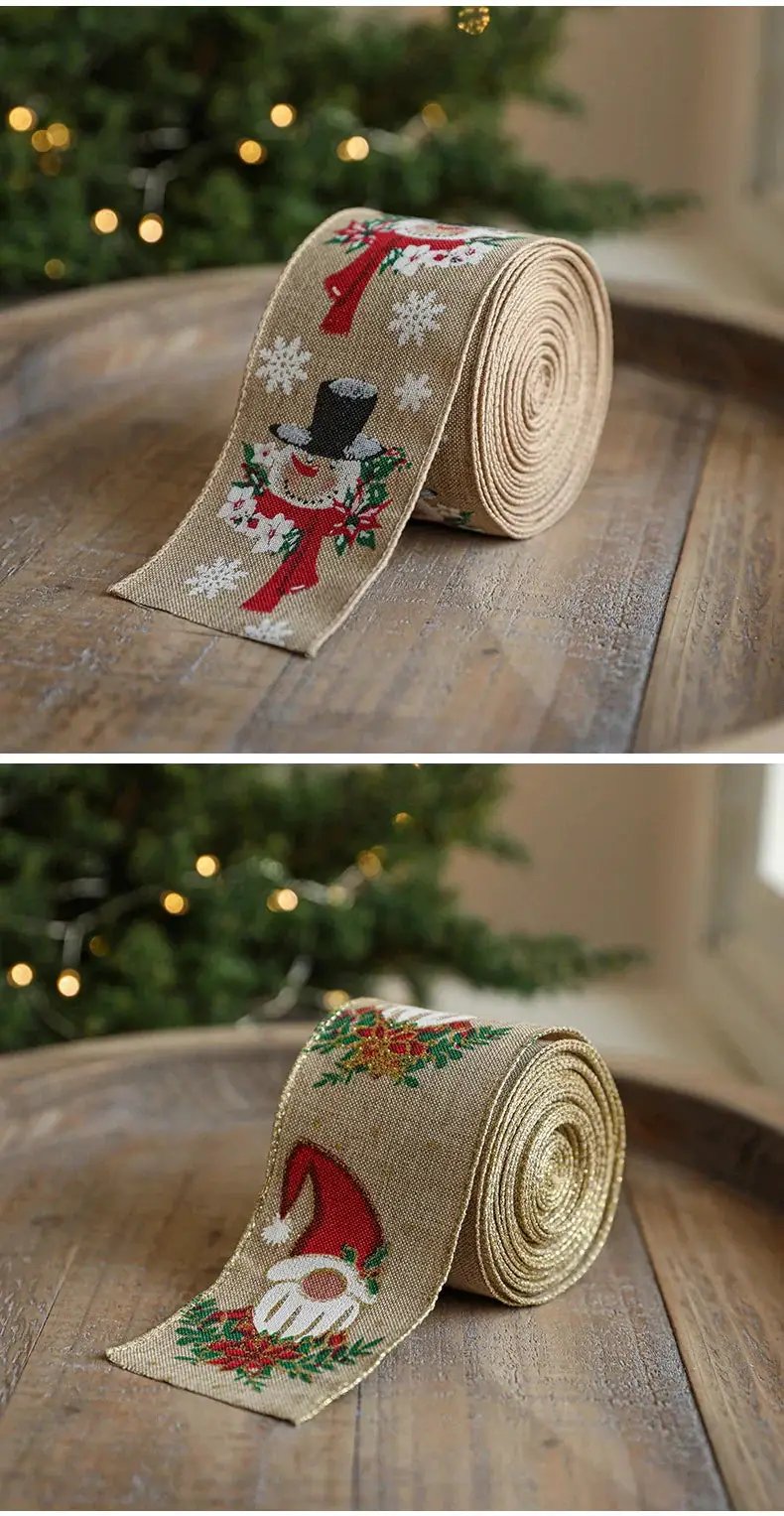 Burlap Christmas Ribbons with Wired Edge for Crafts by House Of Avana