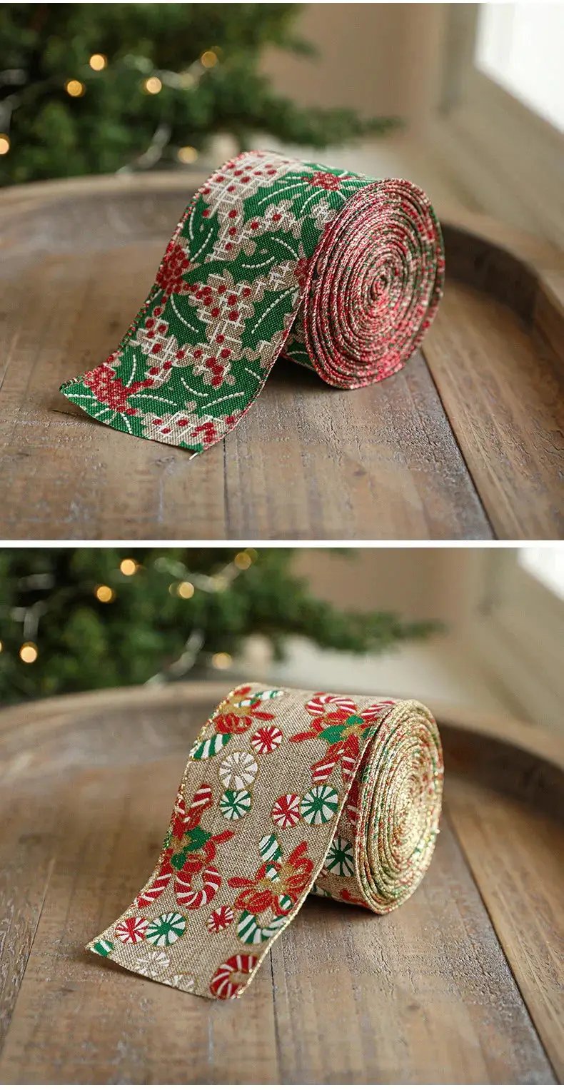 Burlap Christmas Ribbons with Wired Edge for Crafts by House Of Avana
