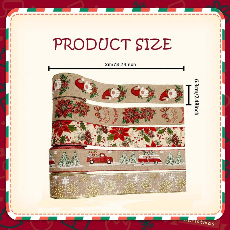 Burlap Christmas Ribbons with Wired Edge for Crafts by House Of Avana
