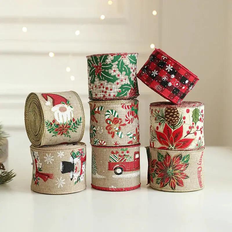 Burlap Christmas Ribbons with Wired Edge for Crafts by House Of Avana