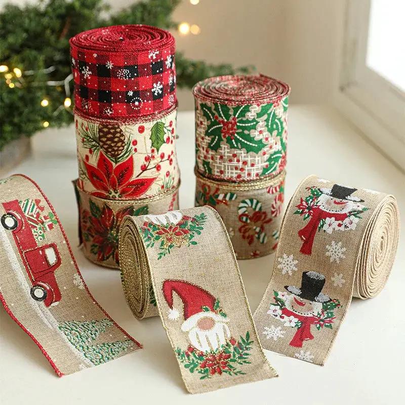 Burlap Christmas Ribbons with Wired Edge for Crafts by House Of Avana