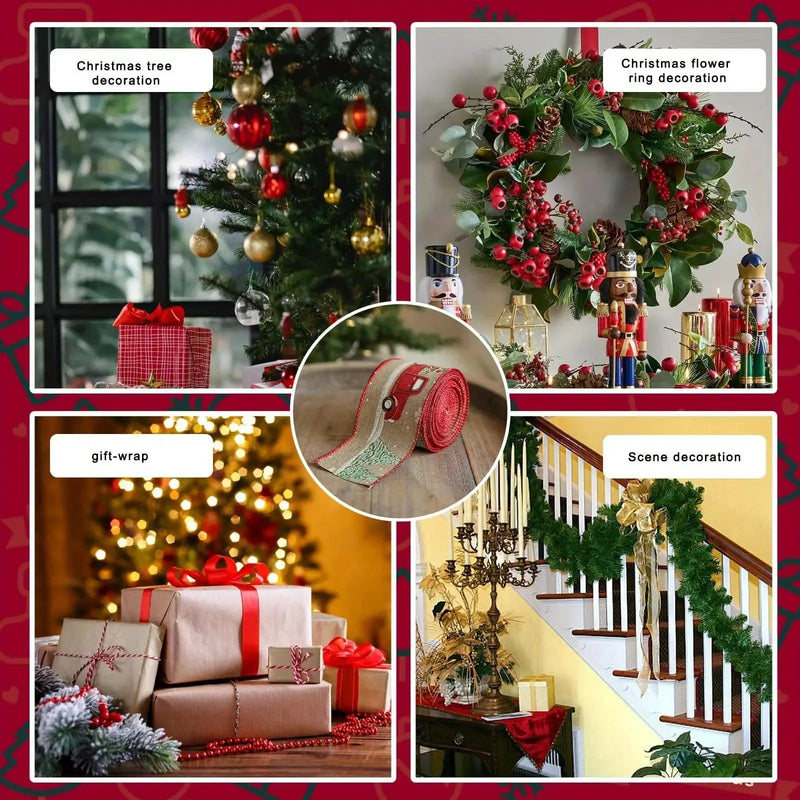 Burlap Christmas Ribbons with Wired Edge for Crafts by House Of Avana