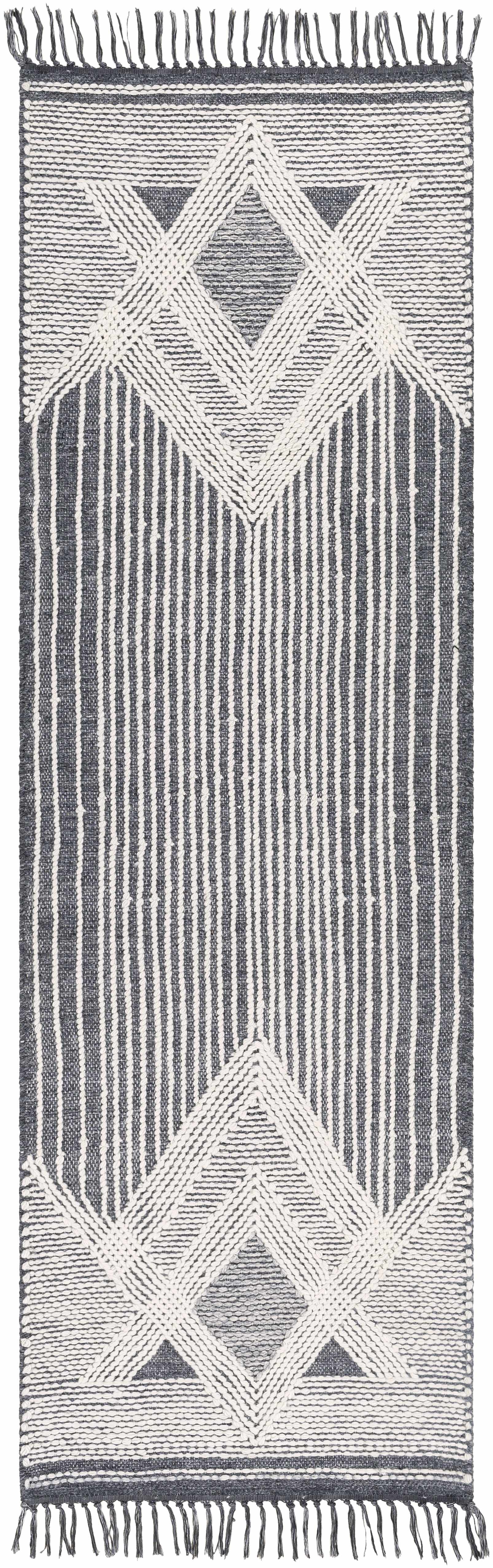 Aldbourne Gray Tassel Flatweave Wool Rug - Clearance by Boutique Rugs