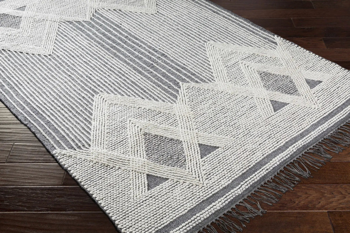 Aldbourne Gray Tassel Flatweave Wool Rug - Clearance, photo 3 of 8