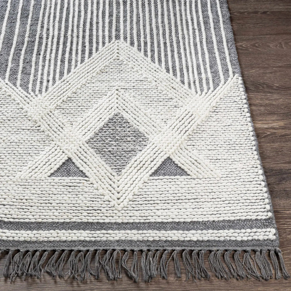 Aldbourne Gray Tassel Flatweave Wool Rug - Clearance, photo 5 of 8
