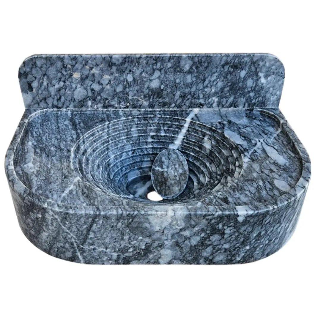 Bursa Gray Marble Wall Mount Bathroom Sink With Backsplash 27x16 by GobekDesign