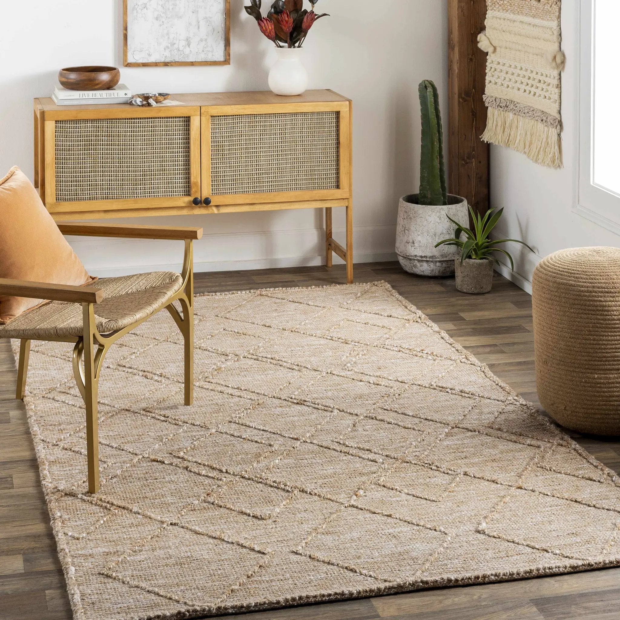 Buse Hand Woven Beige Area Rug - Clearance by Boutique Rugs