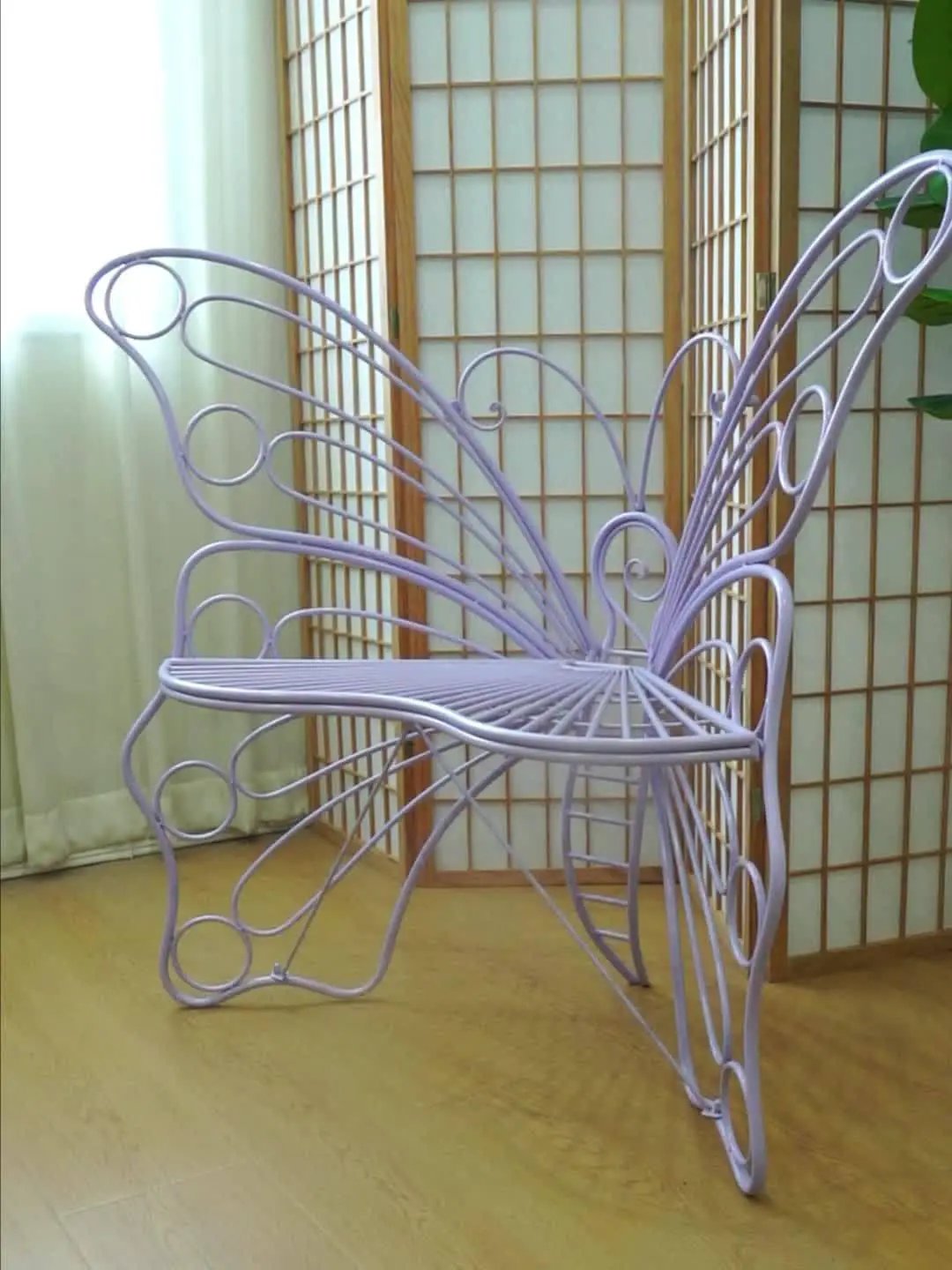 Butterfly Metal Garden Bench with Handcrafted Back Support by House Of Avana
