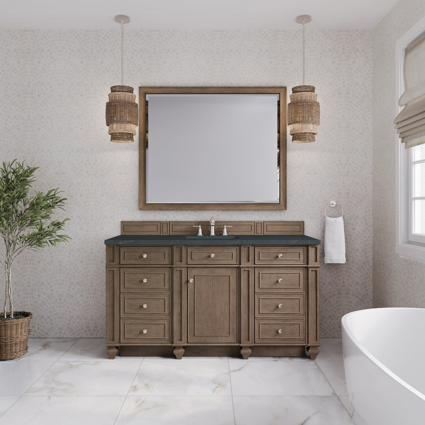 James Martin Bristol 60" Single Bathroom Vanity, Whitewashed Walnut, view 27