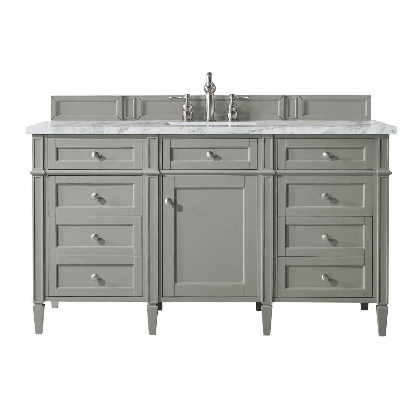 James Martin Brittany 60" Single Bathroom Vanity, Urban Gray with Carrara White countertop