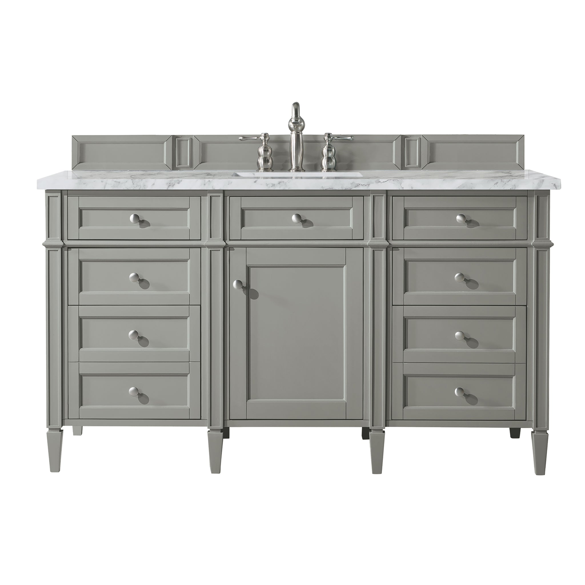 James Martin Brittany 60" Single Bathroom Vanity, Urban Gray with Carrara White countertop