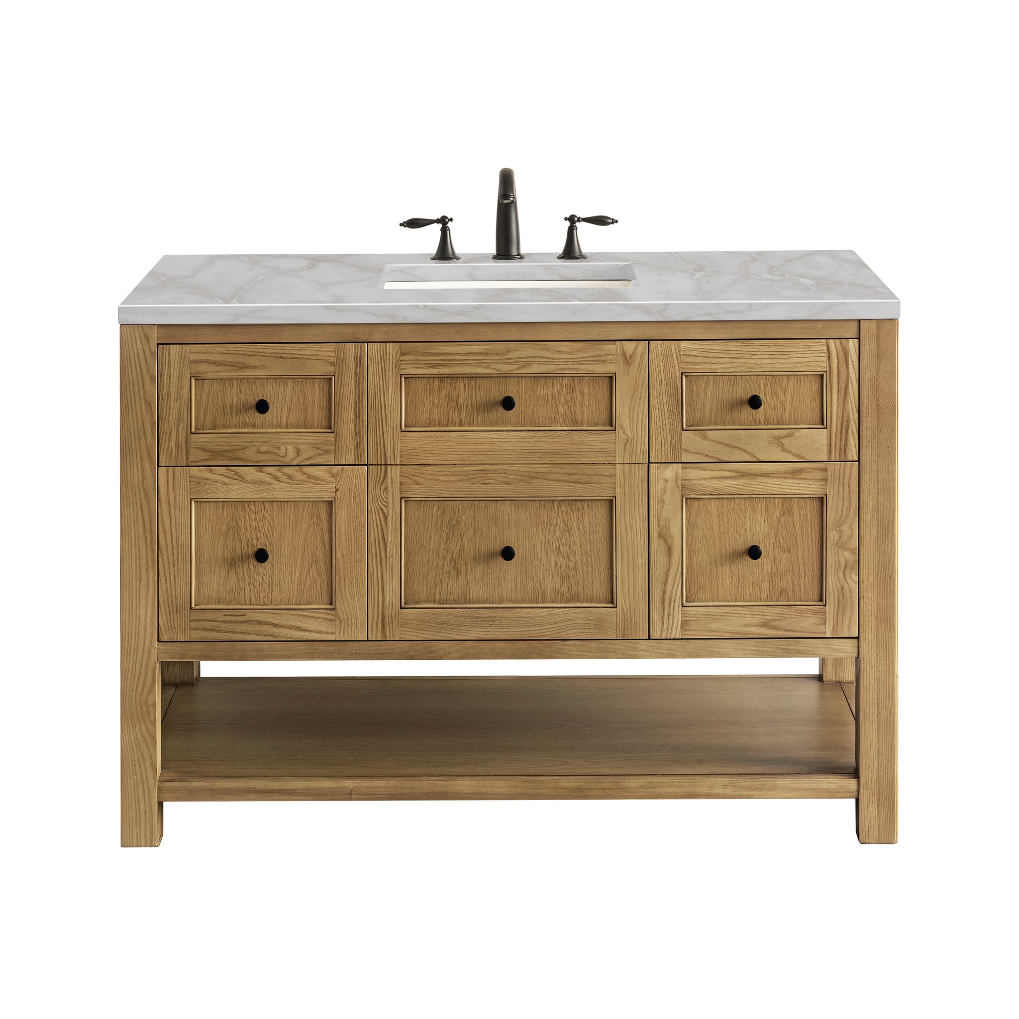 James Martin Breckenridge 48" Single Bathroom Vanity, Light Natural Oak with Victorian Silver (FreePower) countertop