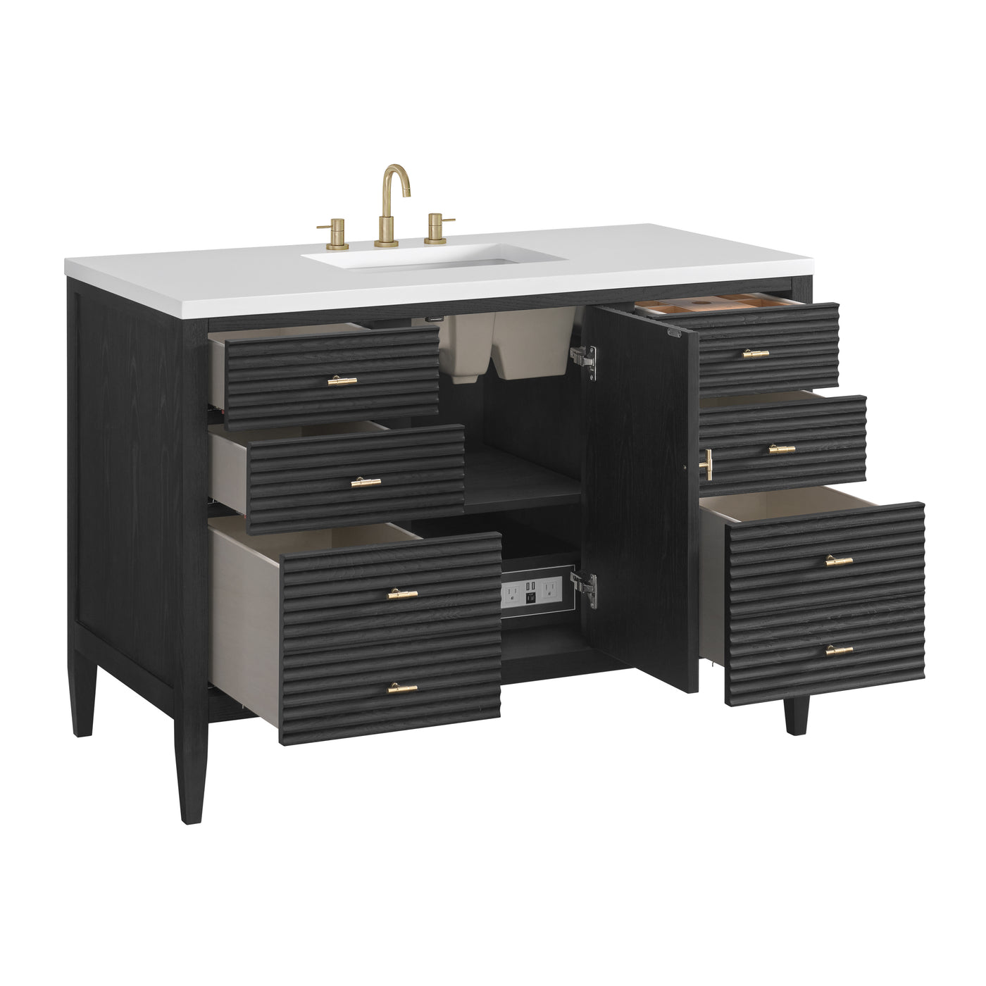 James Martin Myrrin 48" Single Bathroom Vanity, Carbon Oak, view 26