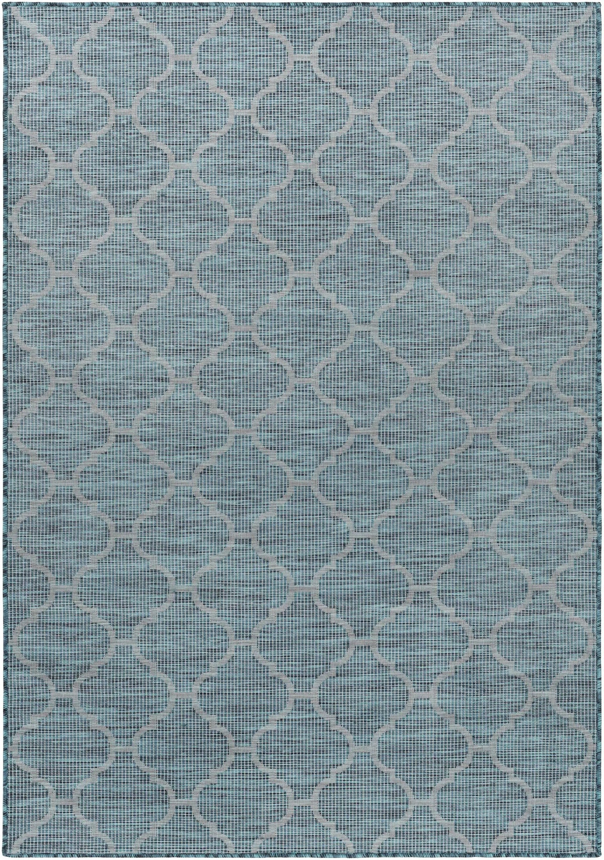 Unique Outdoor Trellis Area Rug, Teal - Clearance