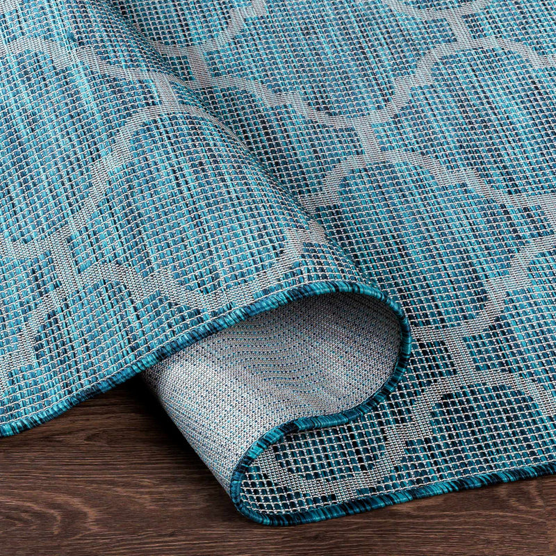 Unique Outdoor Trellis Area Rug, Teal - Clearance by Boutique Rugs