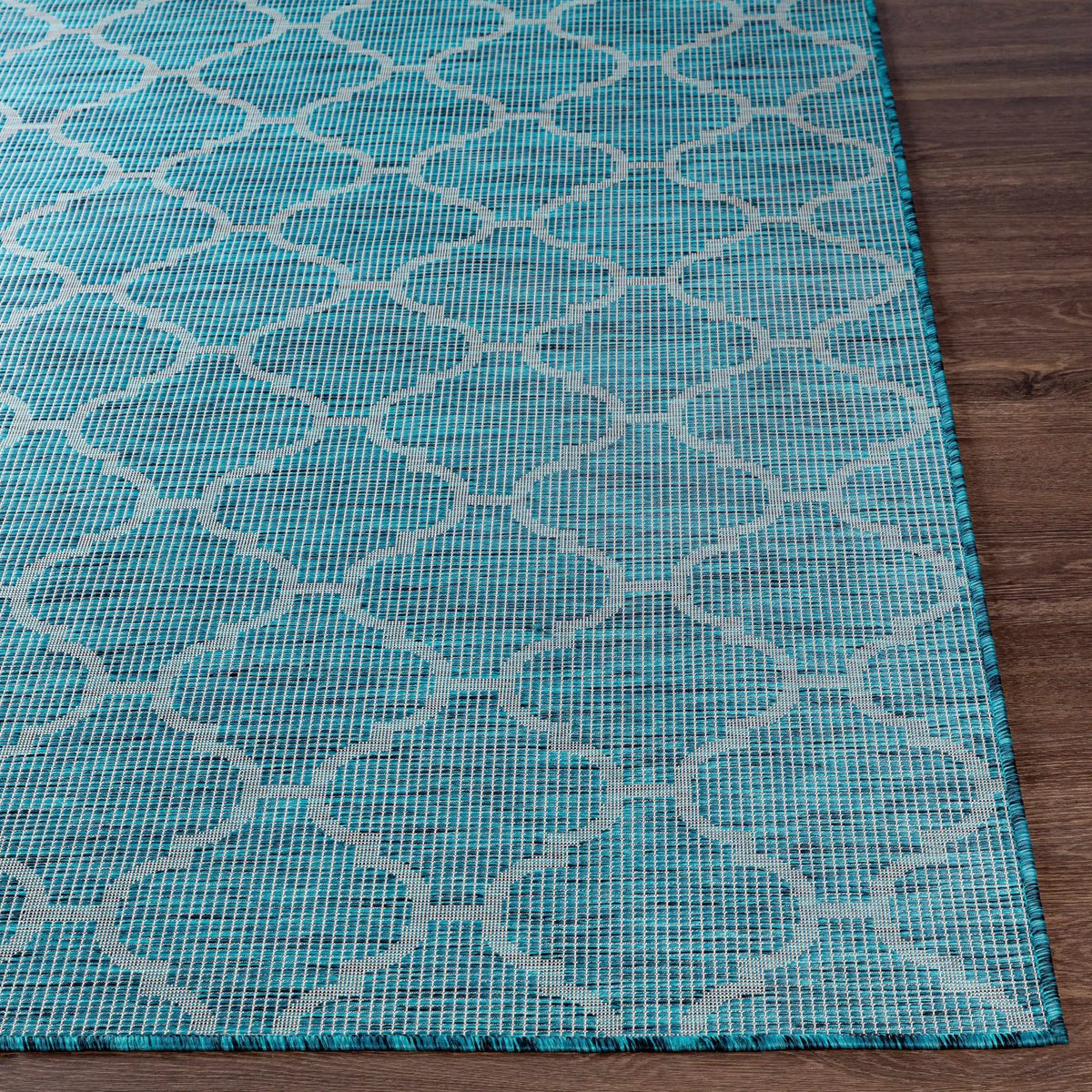 Unique Outdoor Trellis Area Rug, Teal - Clearance, photo 8 of 9