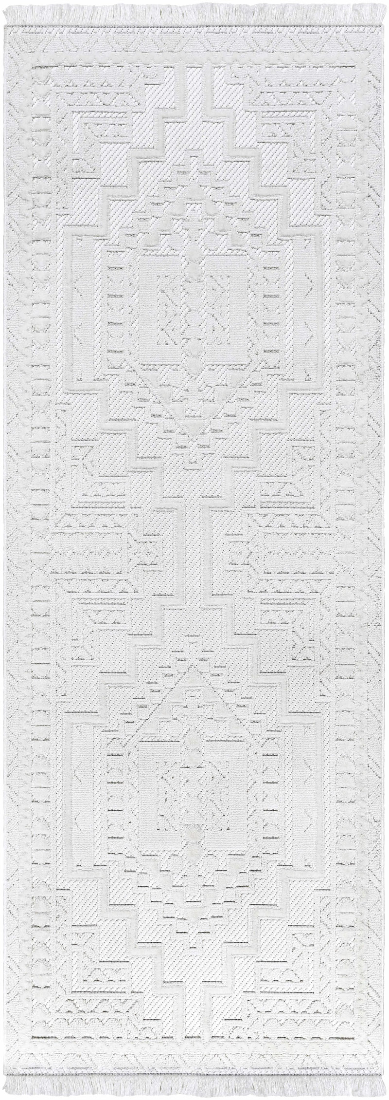 Alya White Fringe Rug by Hauteloom