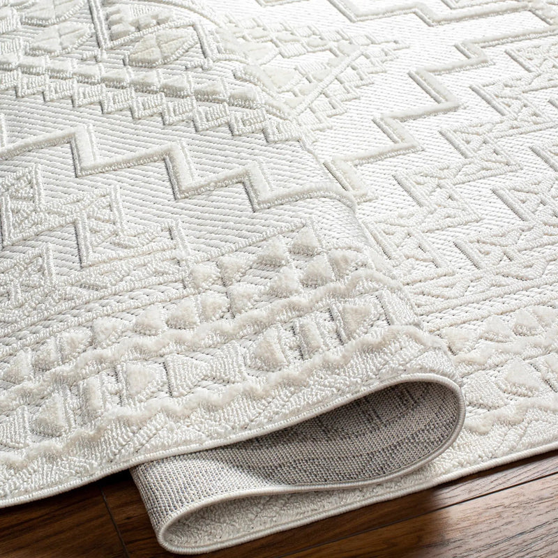 Alya White Fringe Rug by Hauteloom
