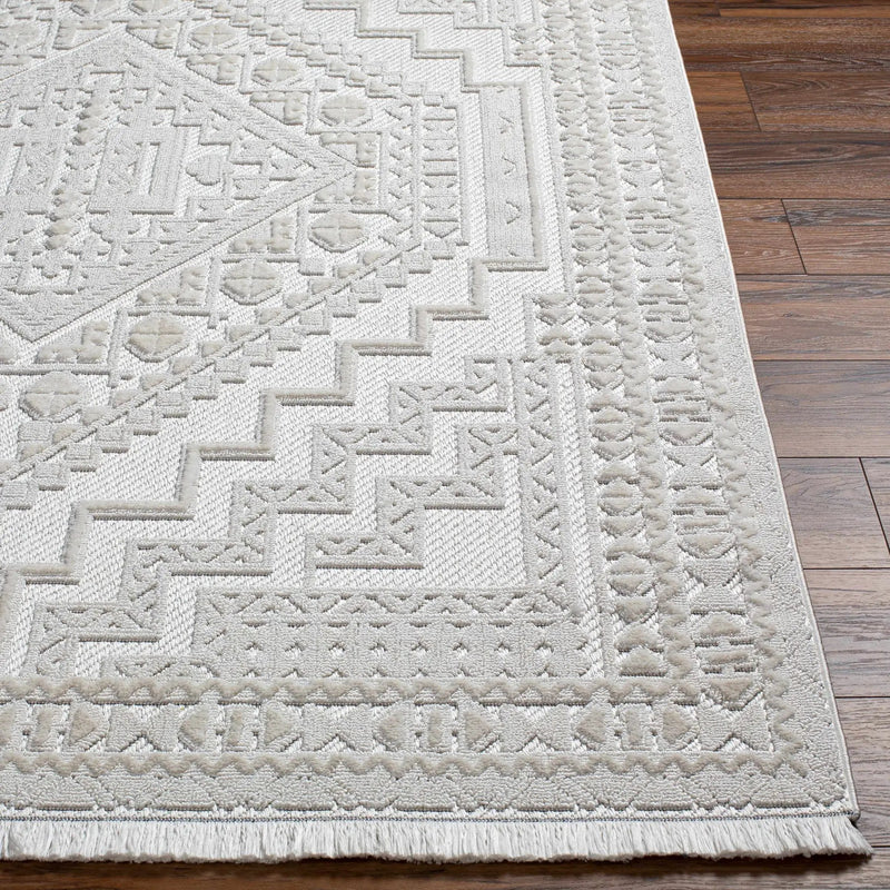 Alya White Fringe Rug by Hauteloom