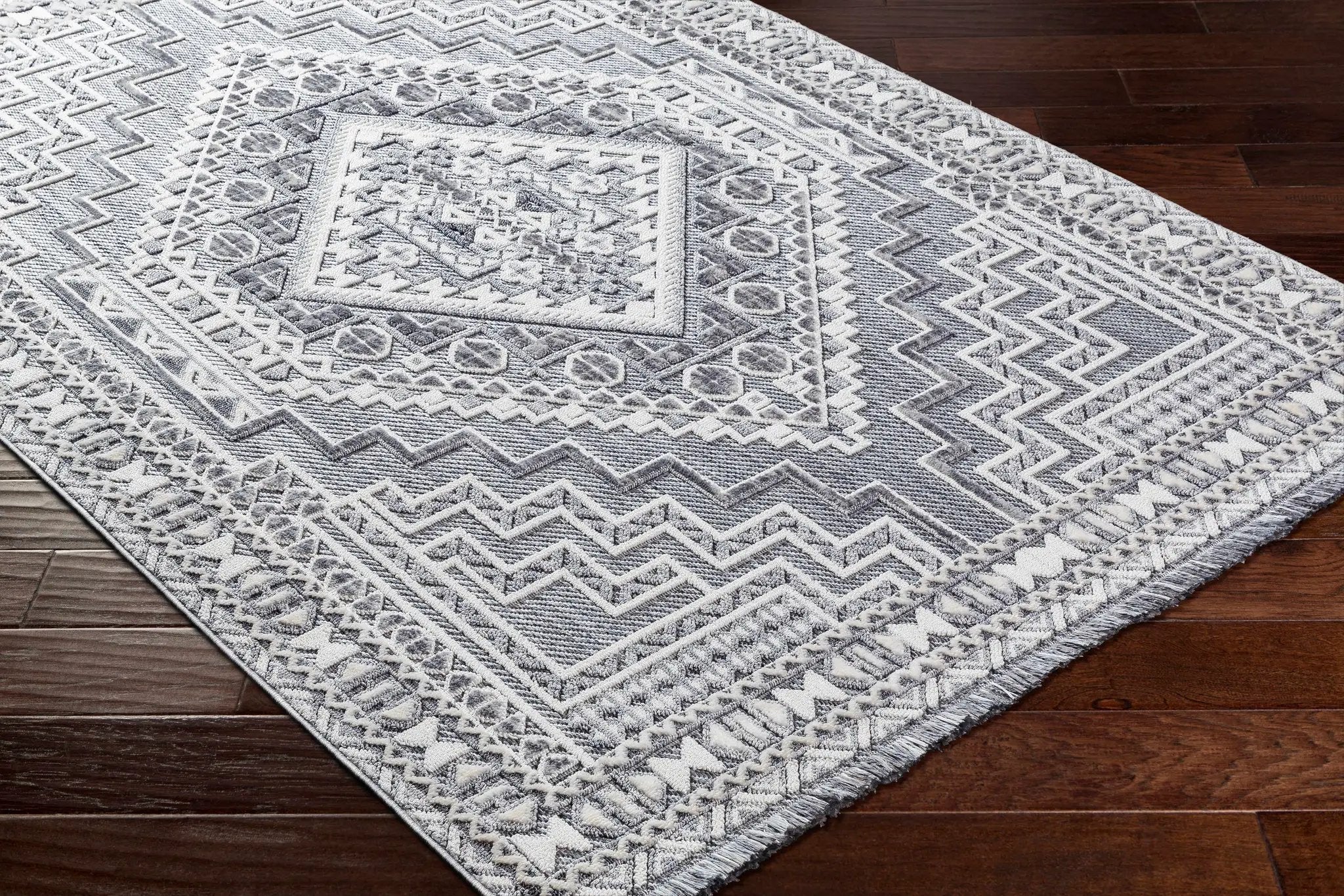 Alya Charcoal Textured Area Rug by Hauteloom