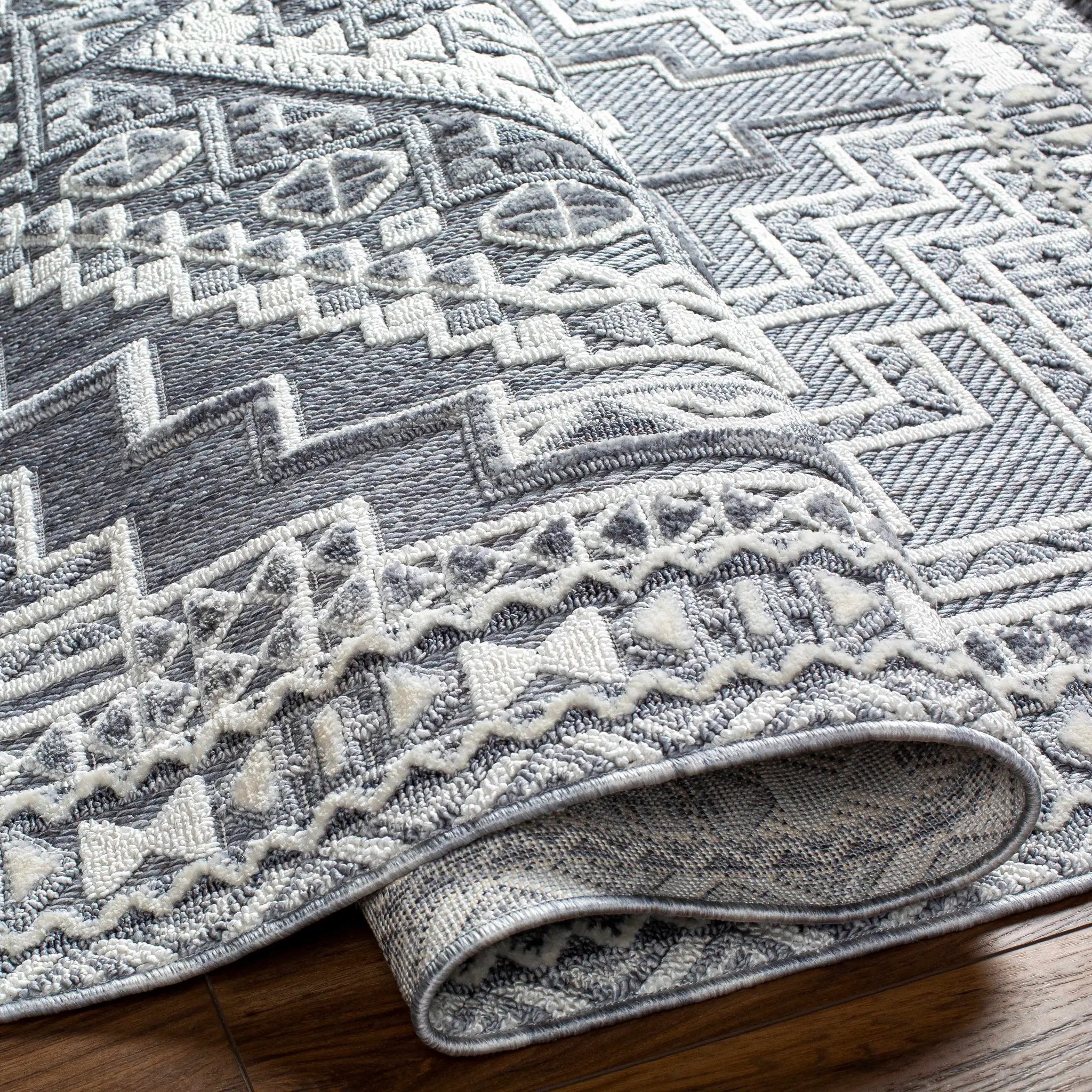 Alya Charcoal Textured Area Rug by Hauteloom