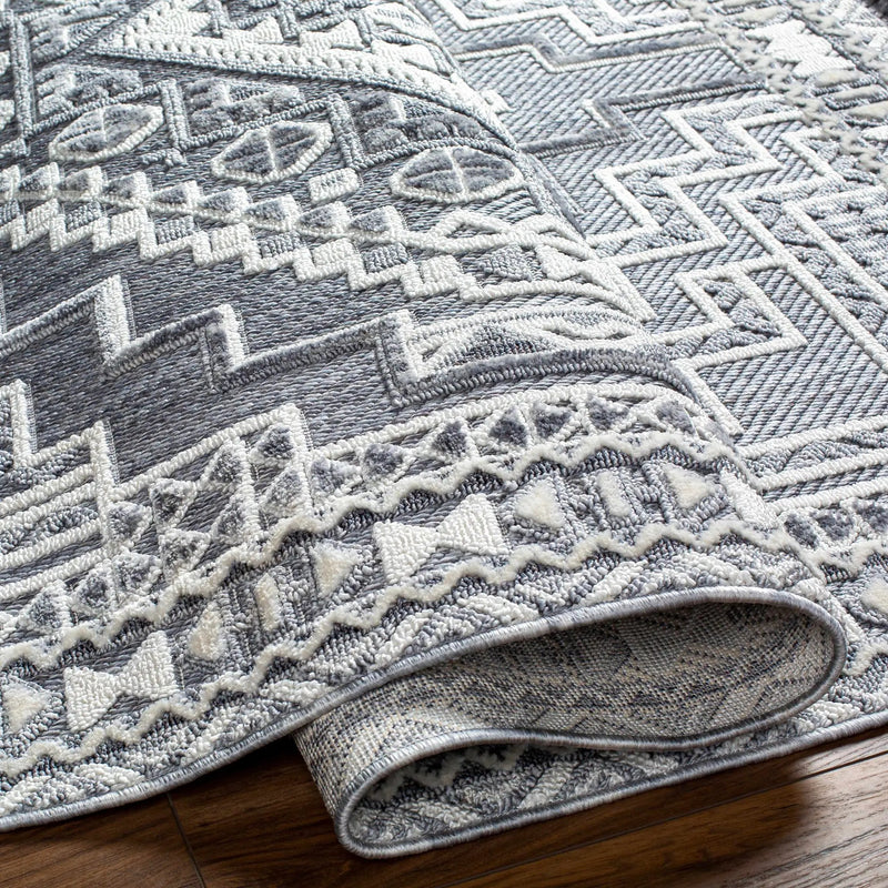Alya Charcoal Textured Area Rug by Hauteloom