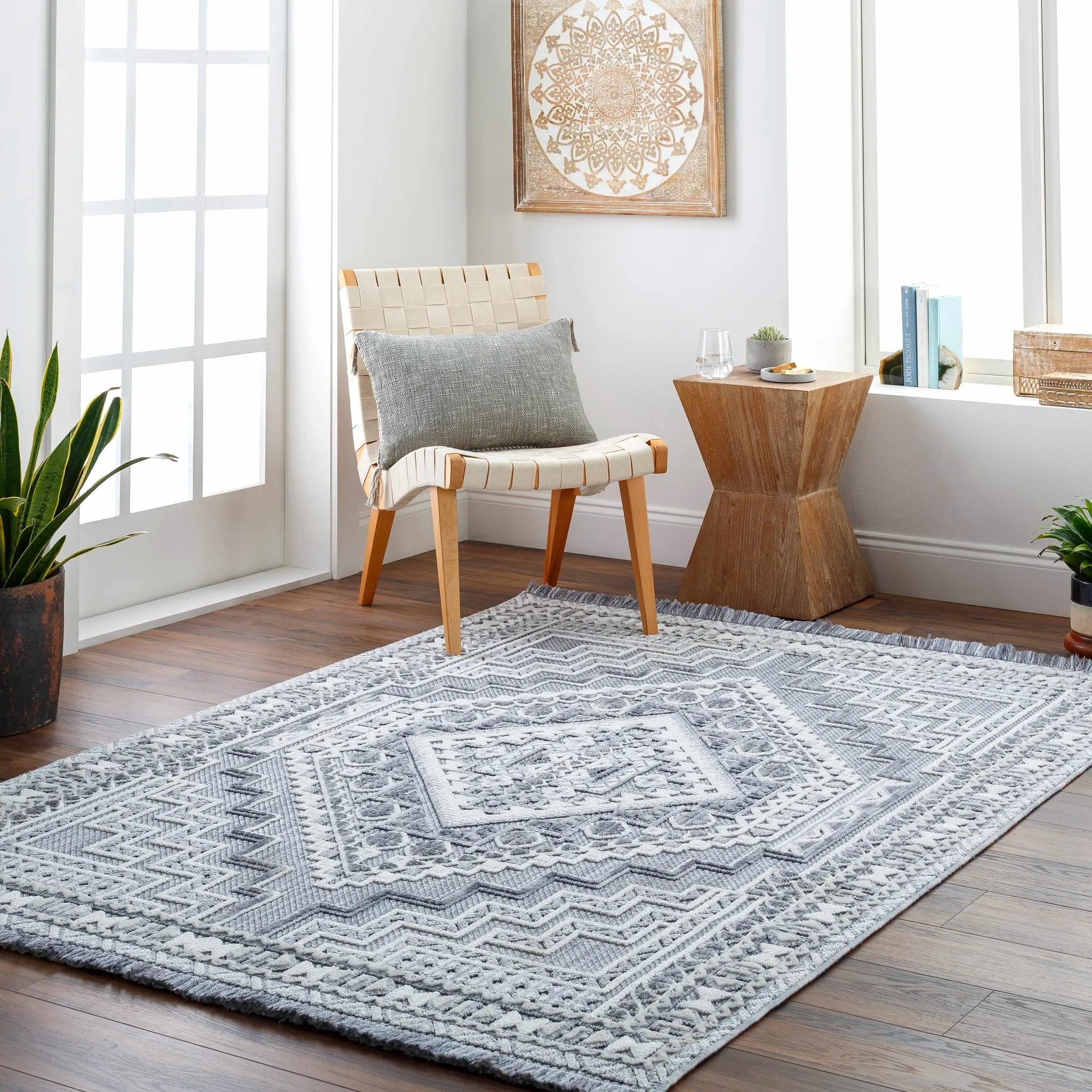 Alya Charcoal Textured Area Rug by Hauteloom
