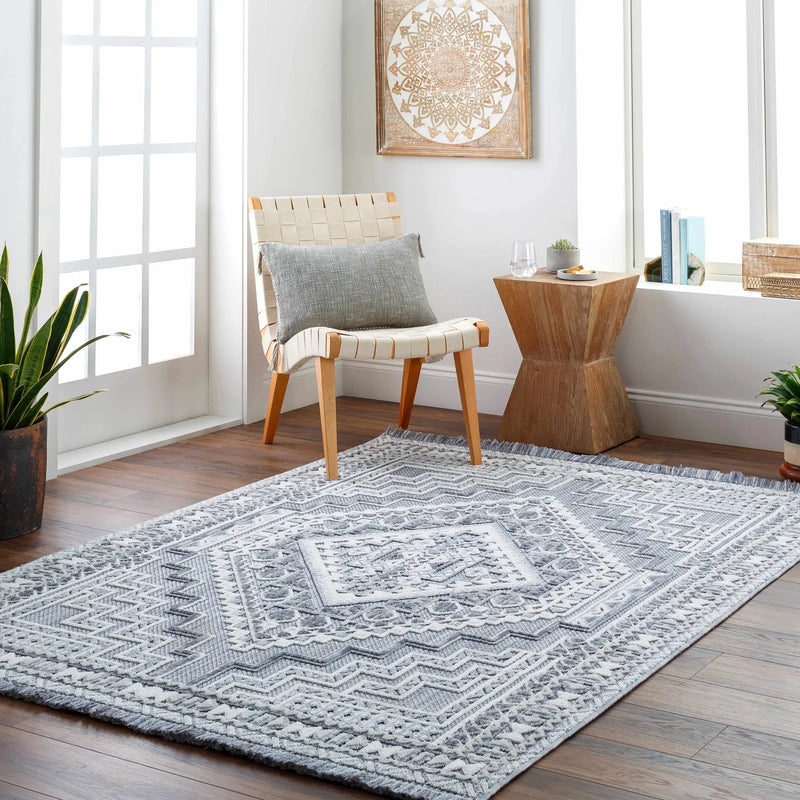 Alya Charcoal Textured Area Rug by Hauteloom