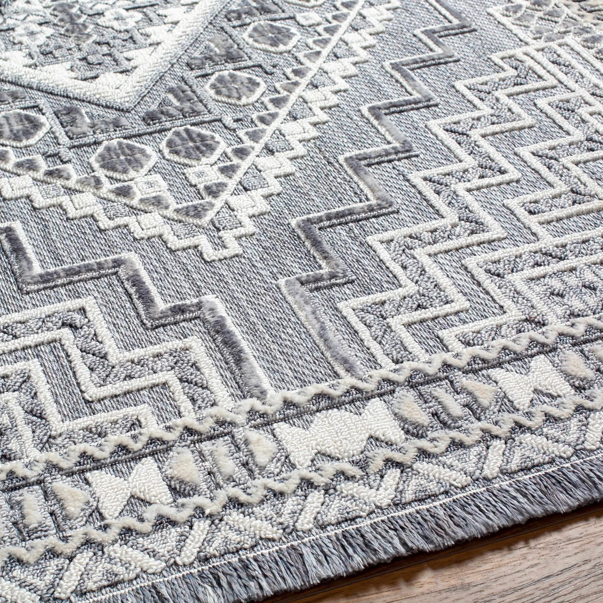 Alya Charcoal Textured Area Rug by Hauteloom