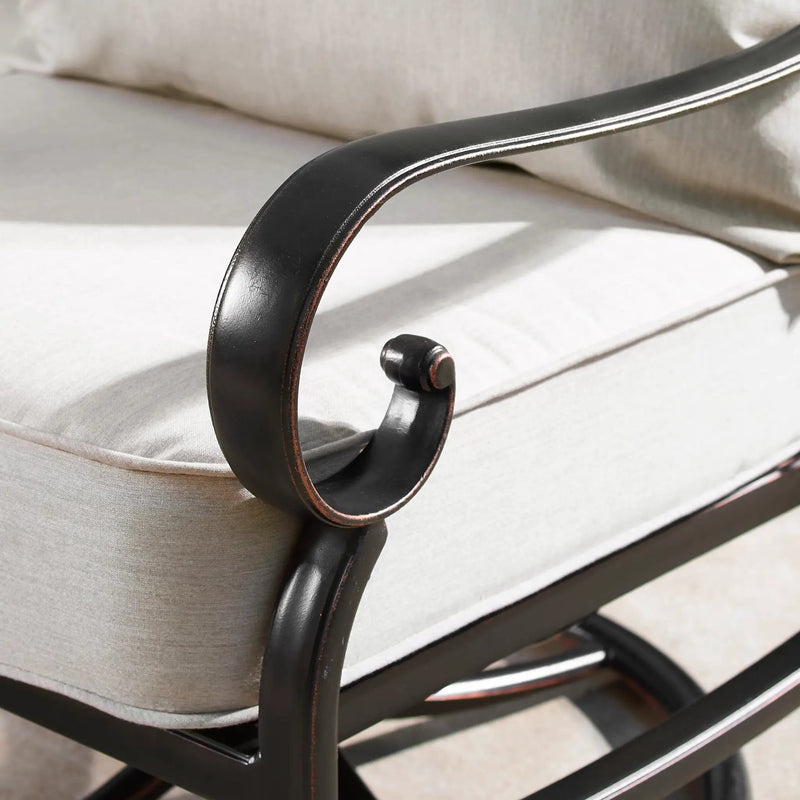 Aluminum 44-in Round Patio Fire Table Set with Swivel Rocking Chairs by Sharicks